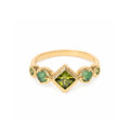 Bague Précieuse en plaqué or avec zirconium vert et rubis zoïsite