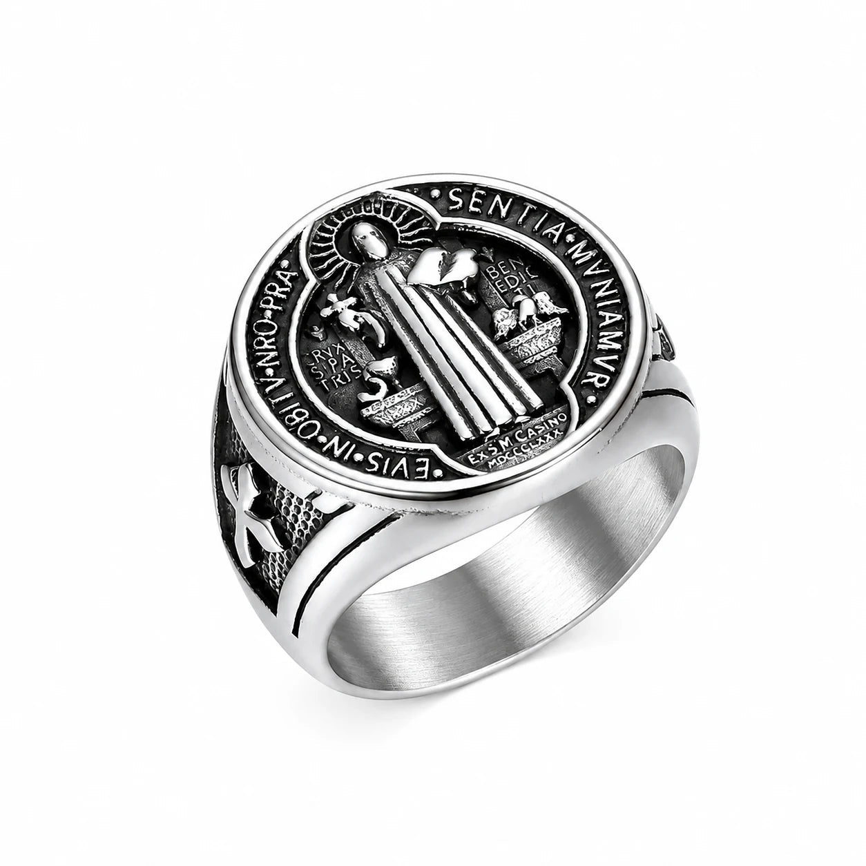 Bague Saint Benoît – Acier - Bijoux Croix