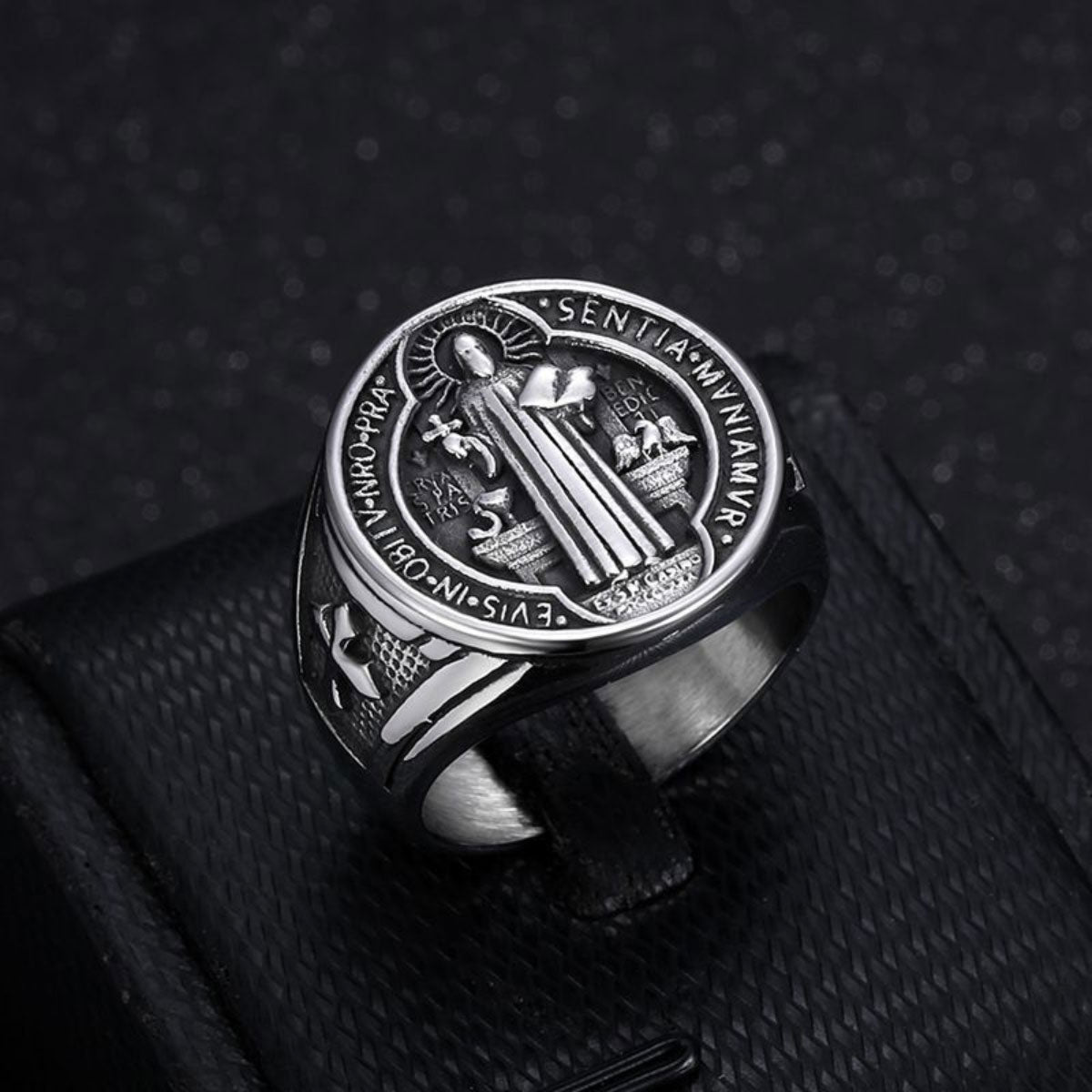Bague Saint Benoît – Acier Inoxydable - Bijoux Croix