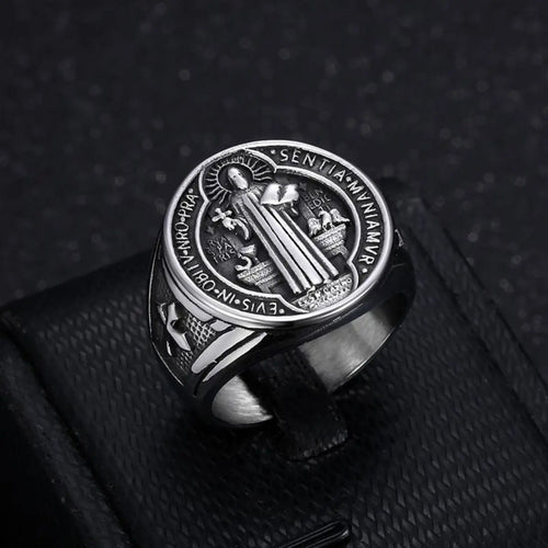 Bague Saint Benoît – Acier Inoxydable - Bijoux Croix