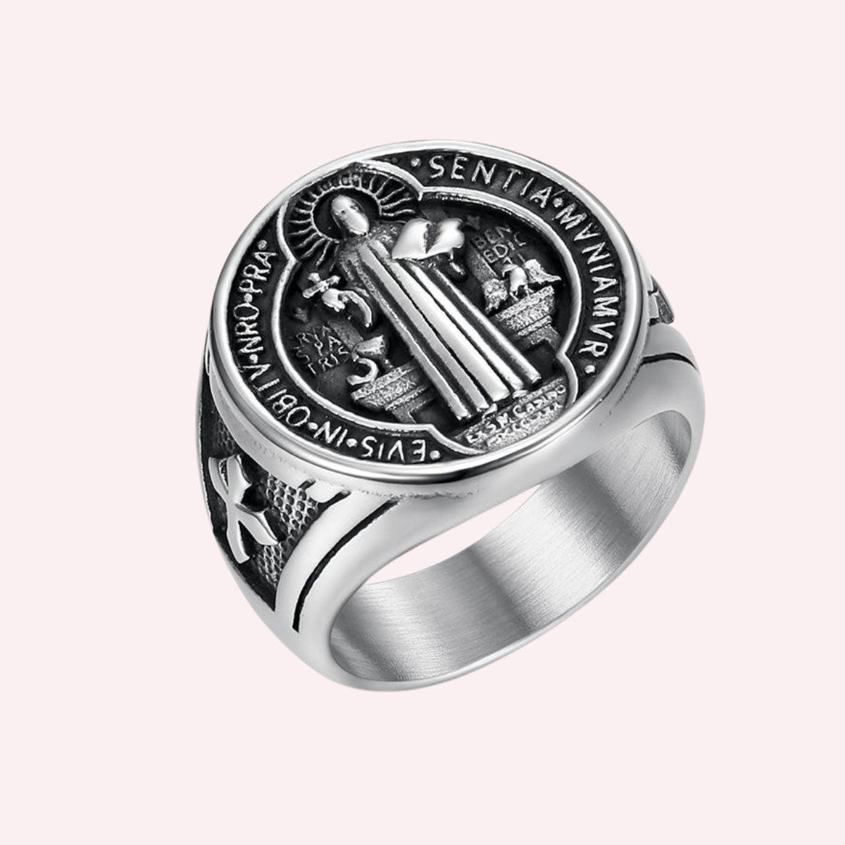 Bague Saint Benoît – Acier Inoxydable - Bijoux Croix
