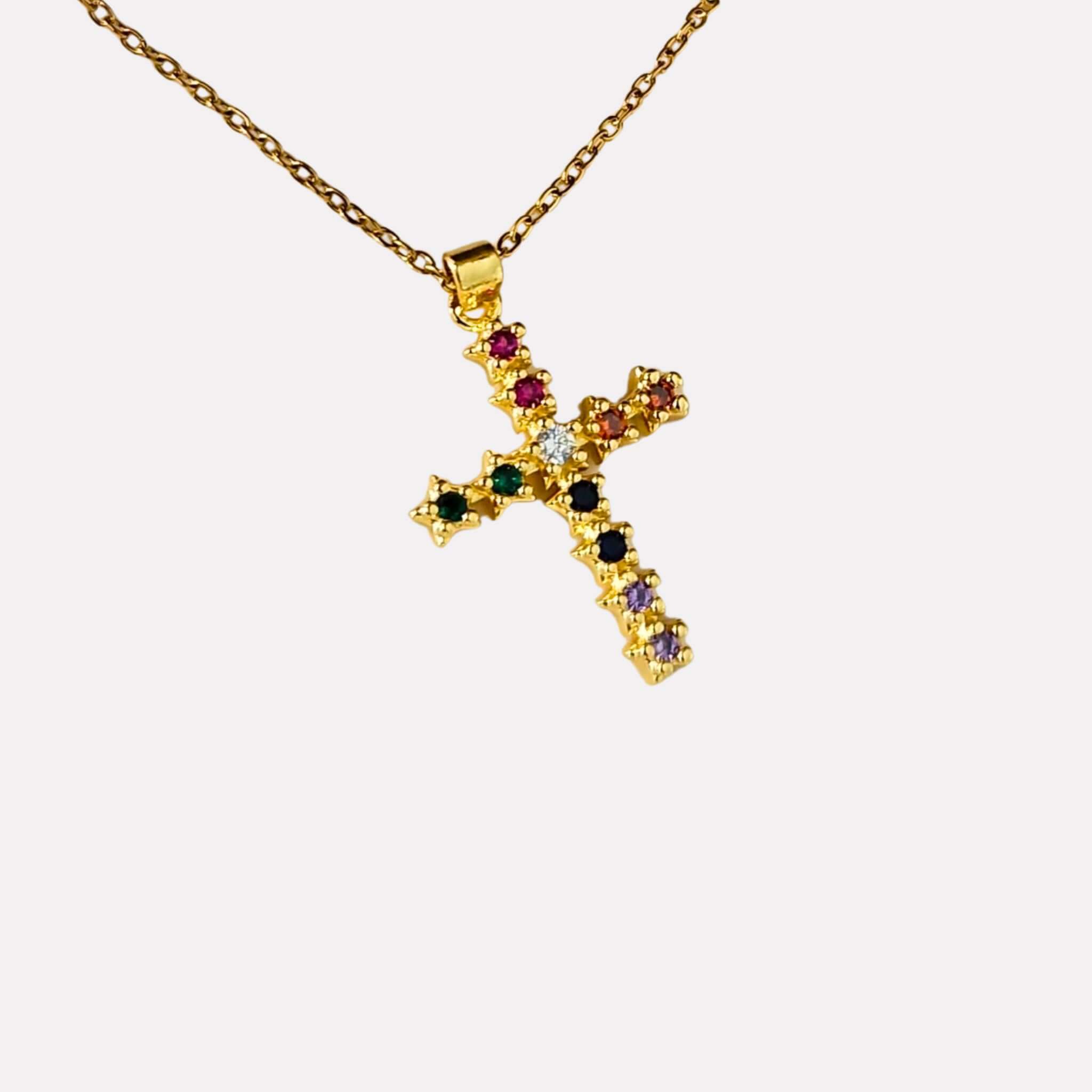 Pendentif Noémie en Acier inoxydable et Zircon - Bijoux Croix