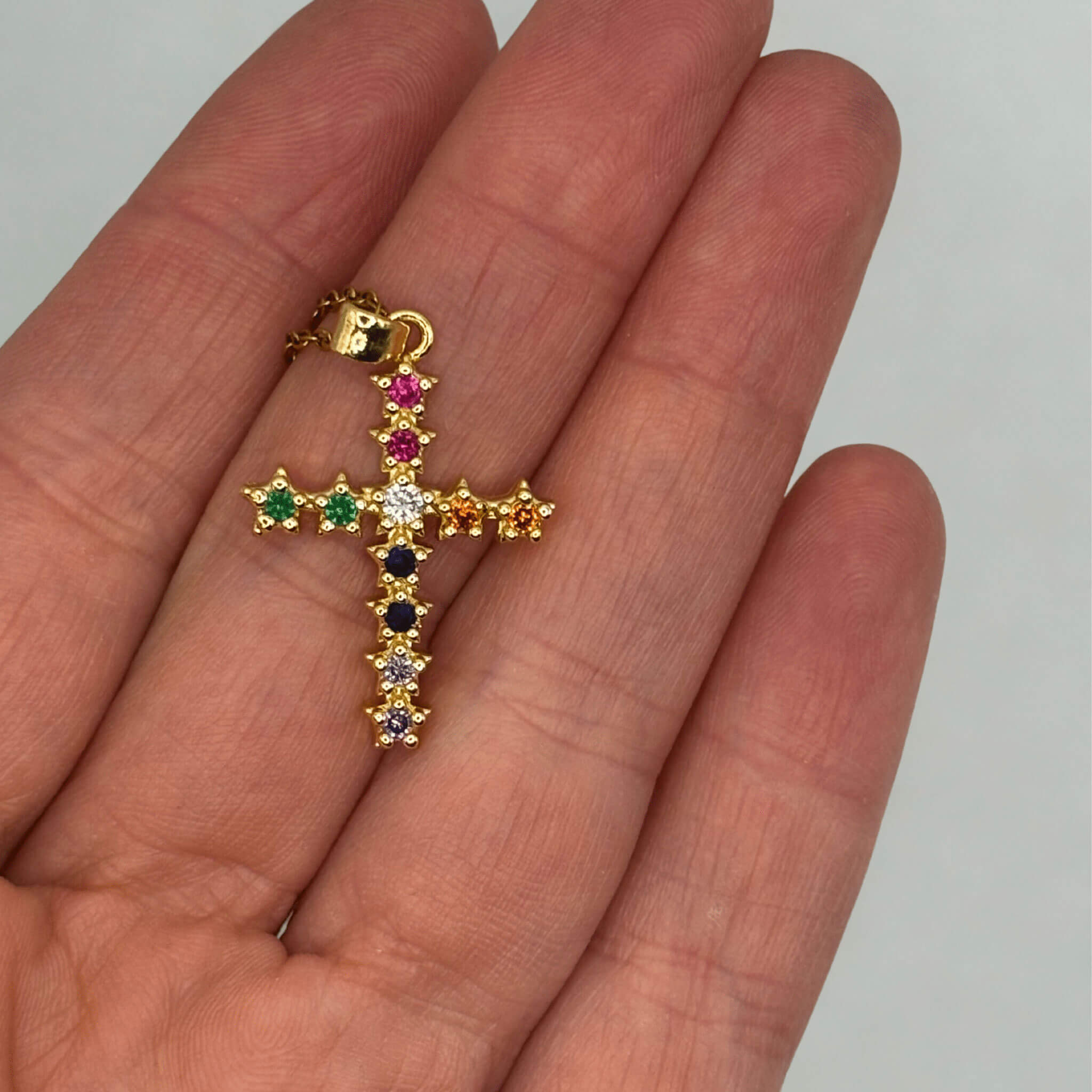 Pendentif Noémie Acier inoxydable et Zircons - Bijoux Croix