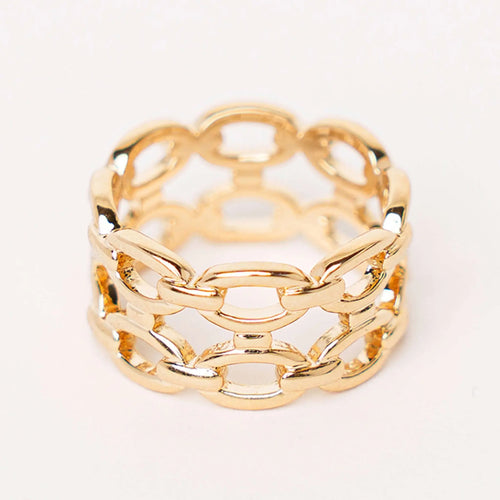 Bague Chaînette Plaqué Or - Bijoux Croix