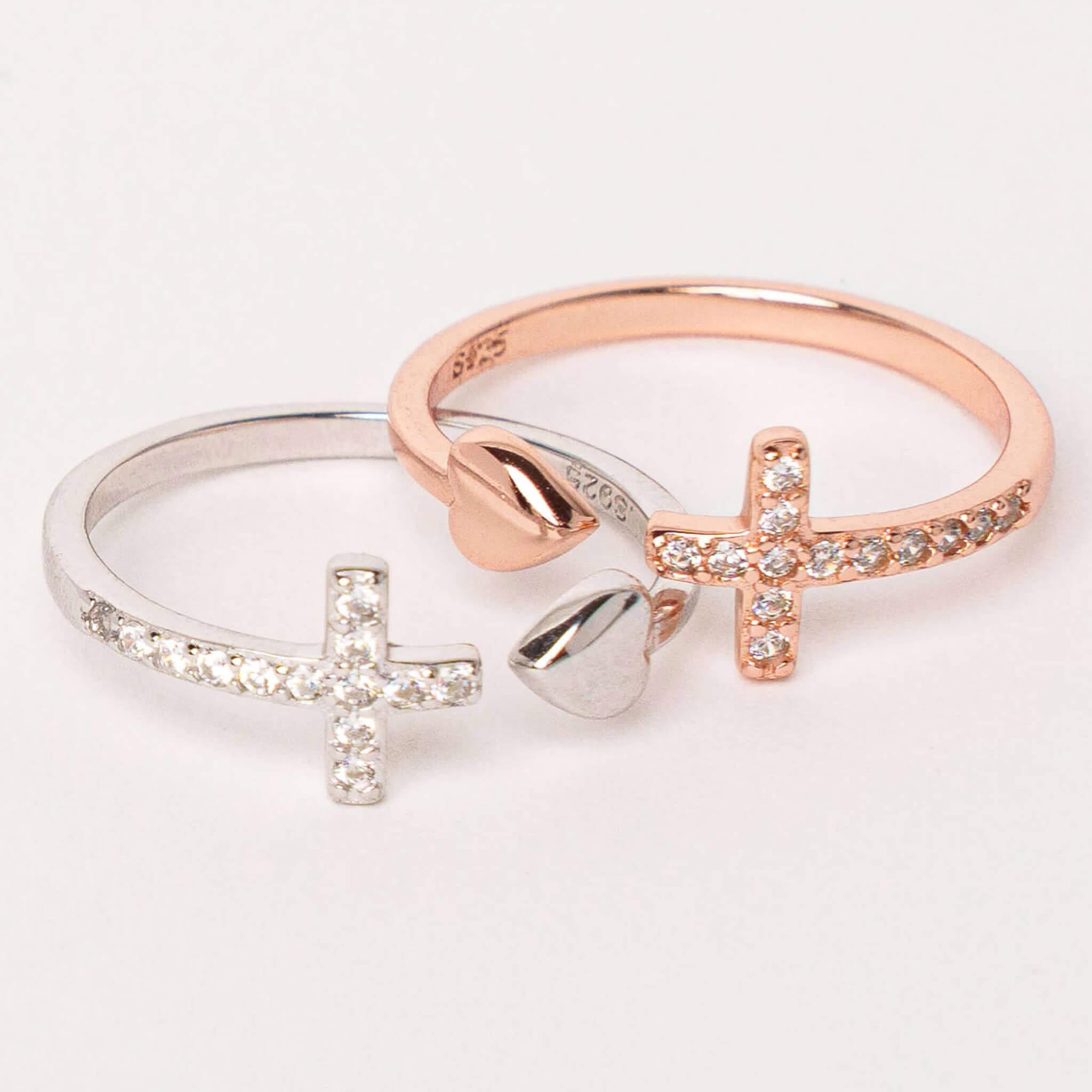 Bague Nathalie finition or rose – Croix et Cœur - Bijoux Croix