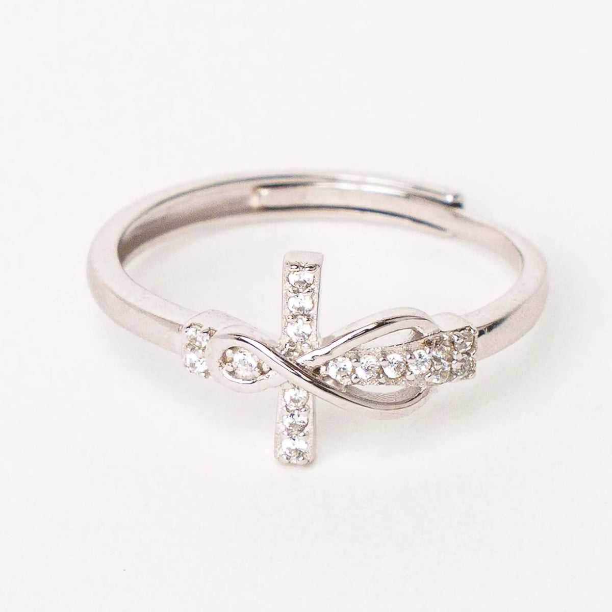 Bague Croix En Argent 925°°° Avec Zirconium - Taille 54 - Rhodié Sans Nickel - Marque Petugons