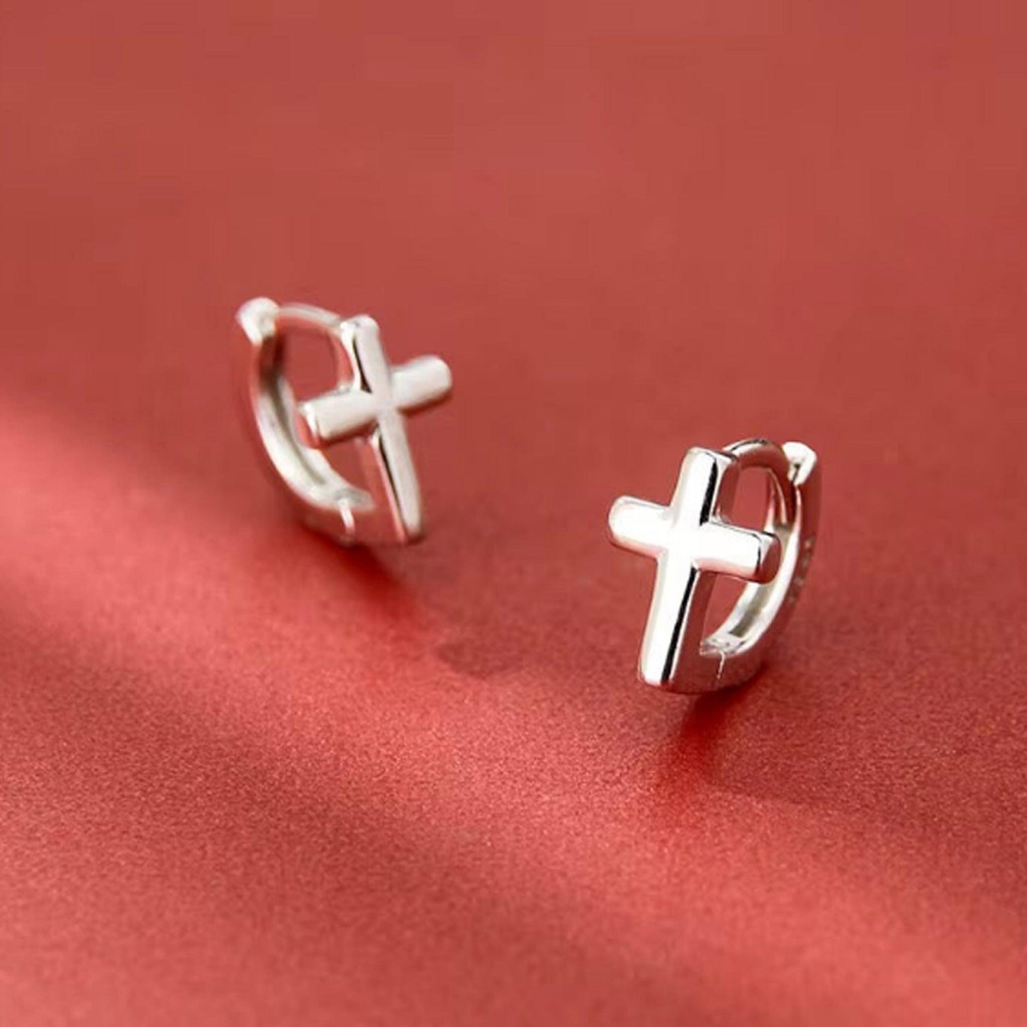 Créoles Croix Anna en Argent 925 - Bijoux Croix