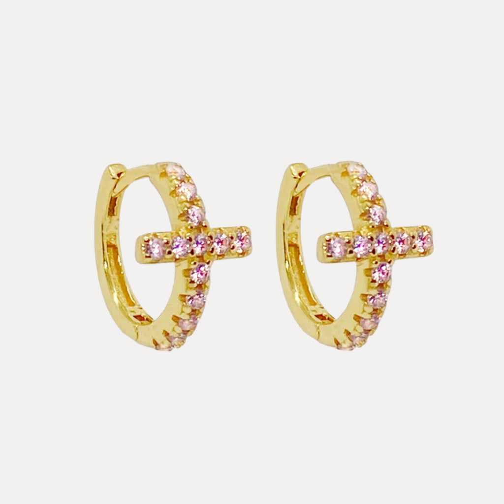 Créoles Mika Argent 925 & zircons - Bijoux Croix