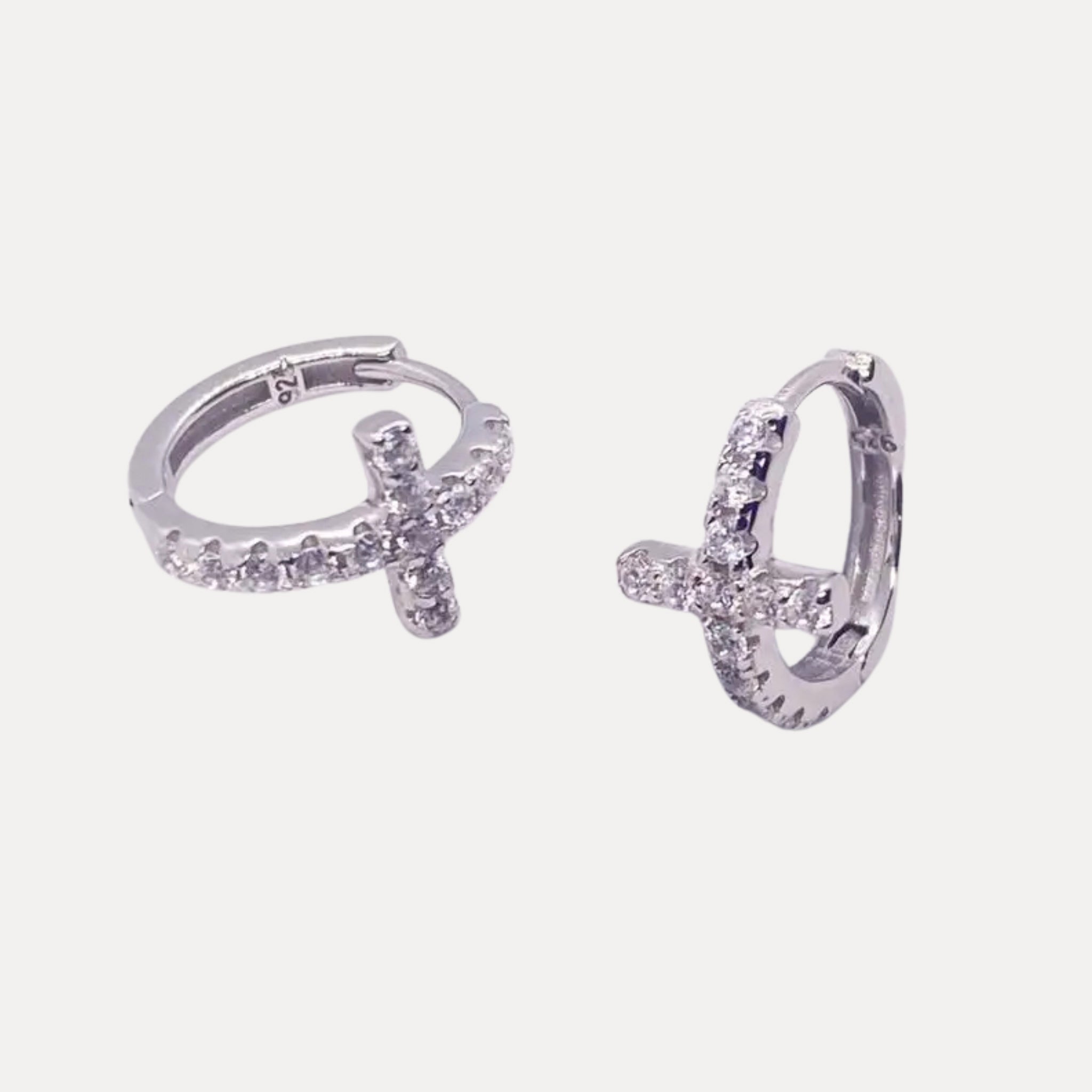 Créoles Mika Argent 925 & zircons - Bijoux Croix