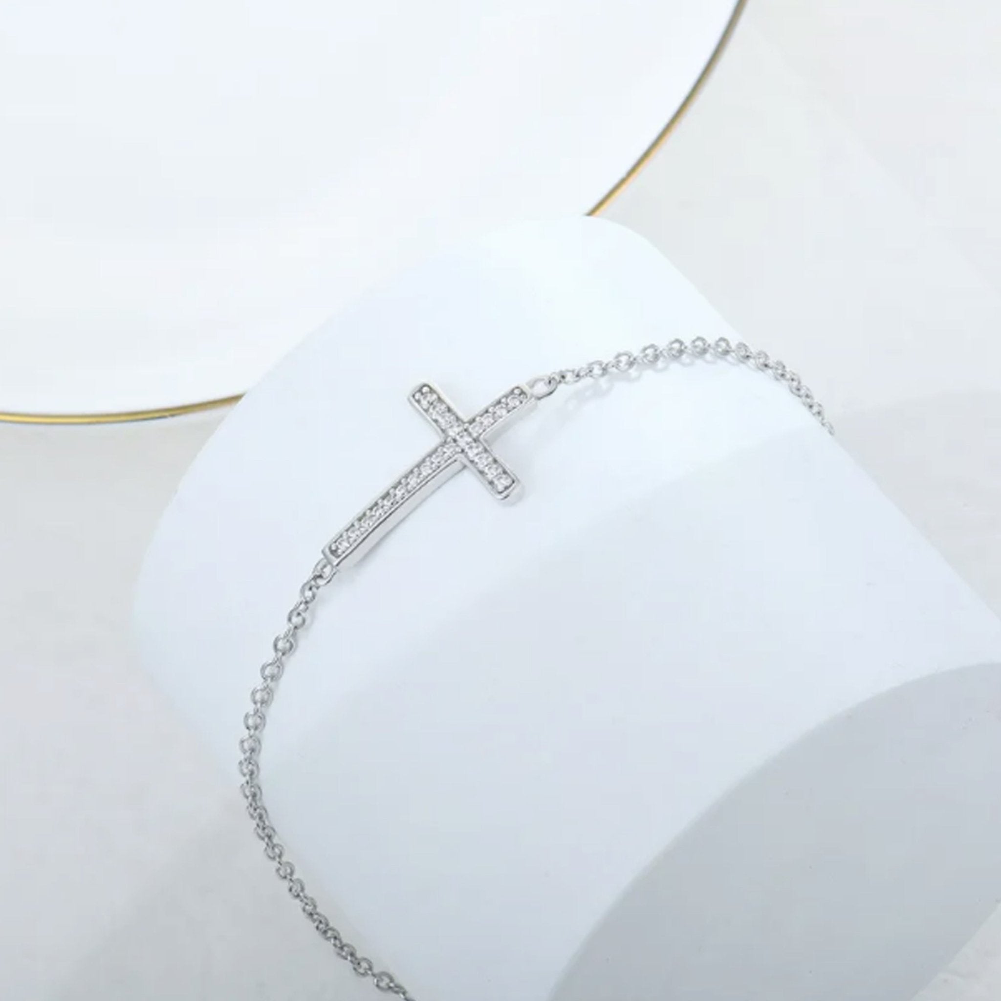 Bracelet Raphaël en Argent 925 Rhodié avec Zircons - Bijoux Croix