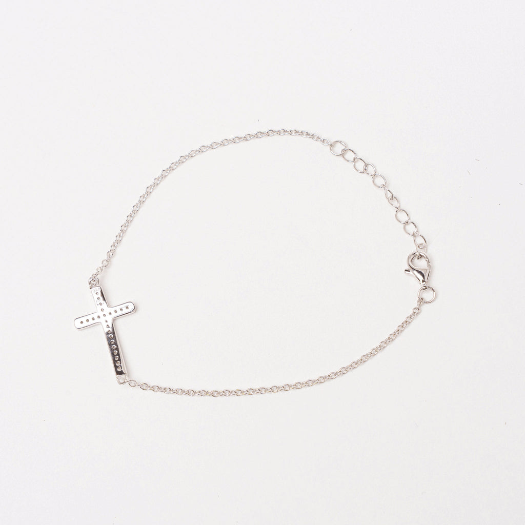 Bracelet Raphaël Argent 925 Rhodié avec Zircons - Bijoux Croix