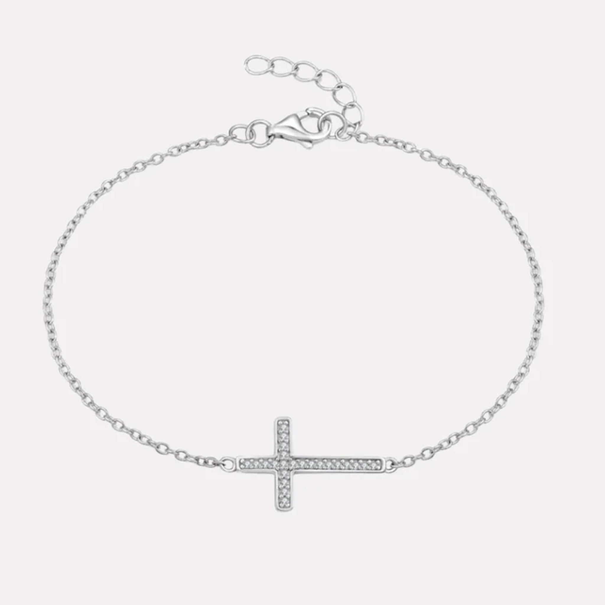 Bracelet Raphaël Argent 925 Rhodié avec Zircons - Bijoux Croix