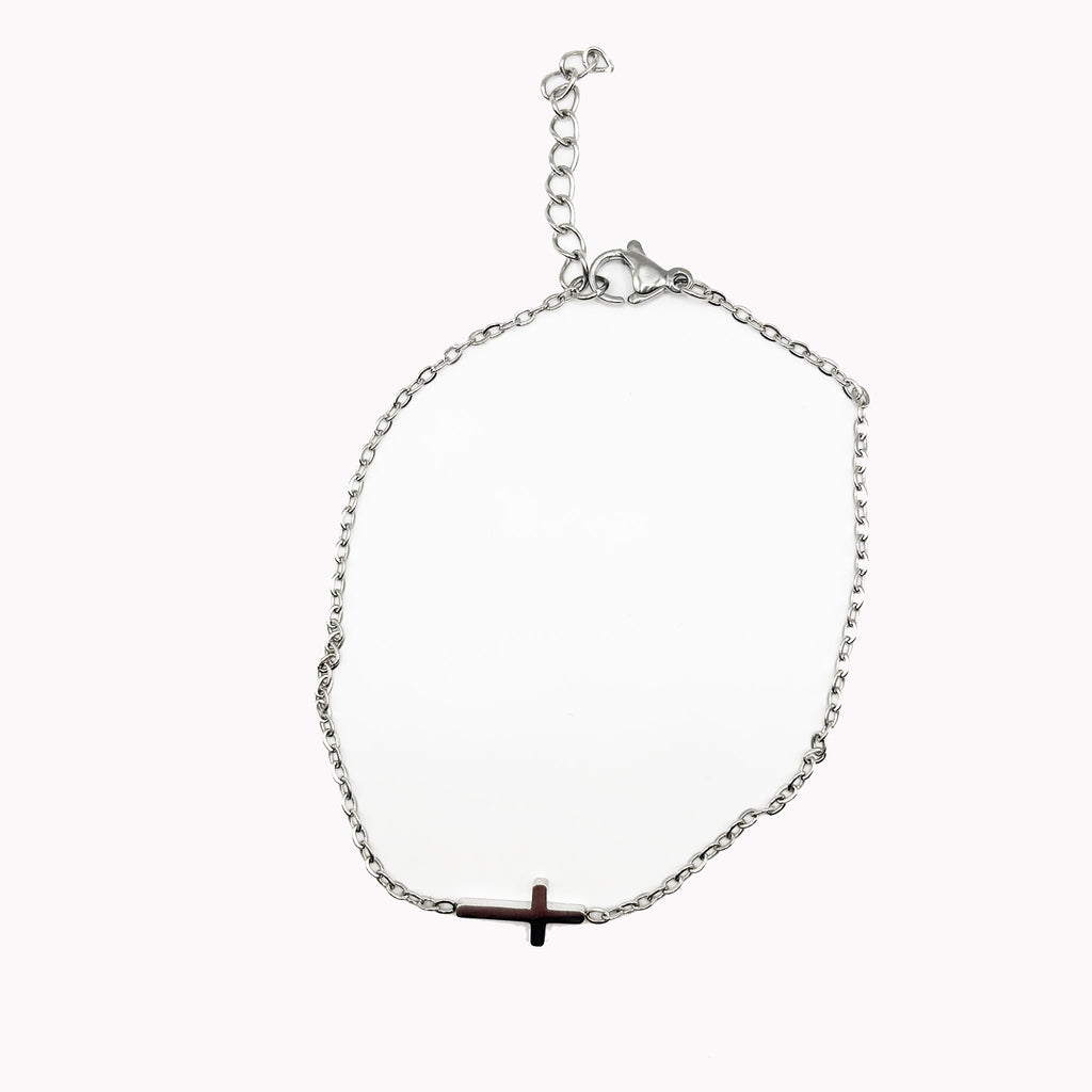 Bracelet Epuré Ezra Acier Inoxydable - Finition Argent - Bijoux Croix