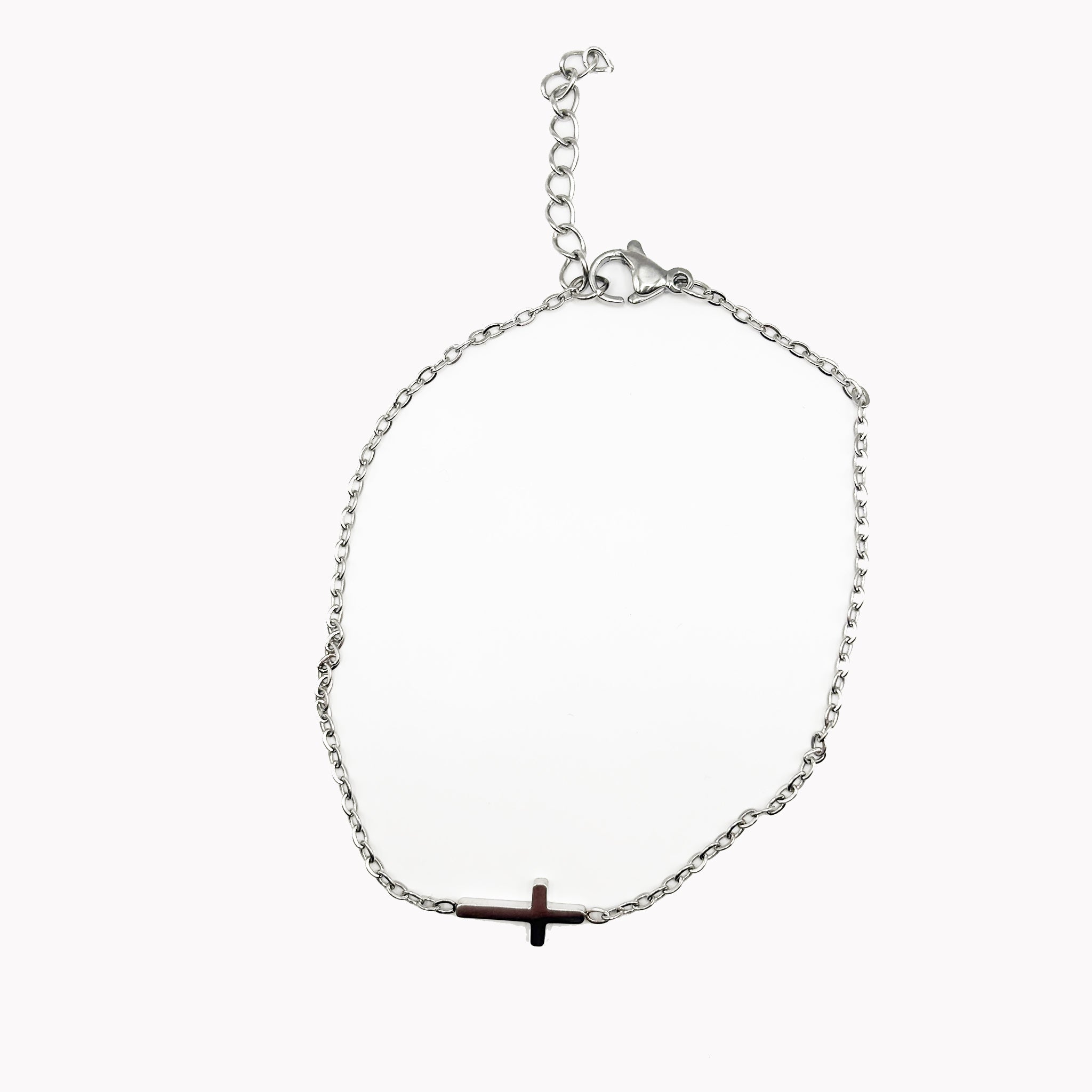 Bracelet Epuré Ezra Acier Inoxydable - Finition Argent - Bijoux Croix