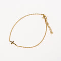 Bracelet Epuré Ezra Acier Inoxydable - Finition Or - Bijoux Croix