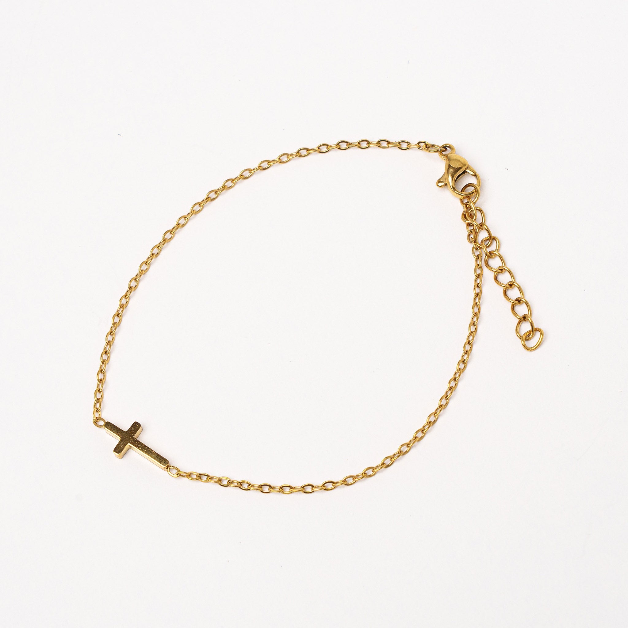 Bracelet Epuré Ezra Acier Inoxydable - Finition Or - Bijoux Croix