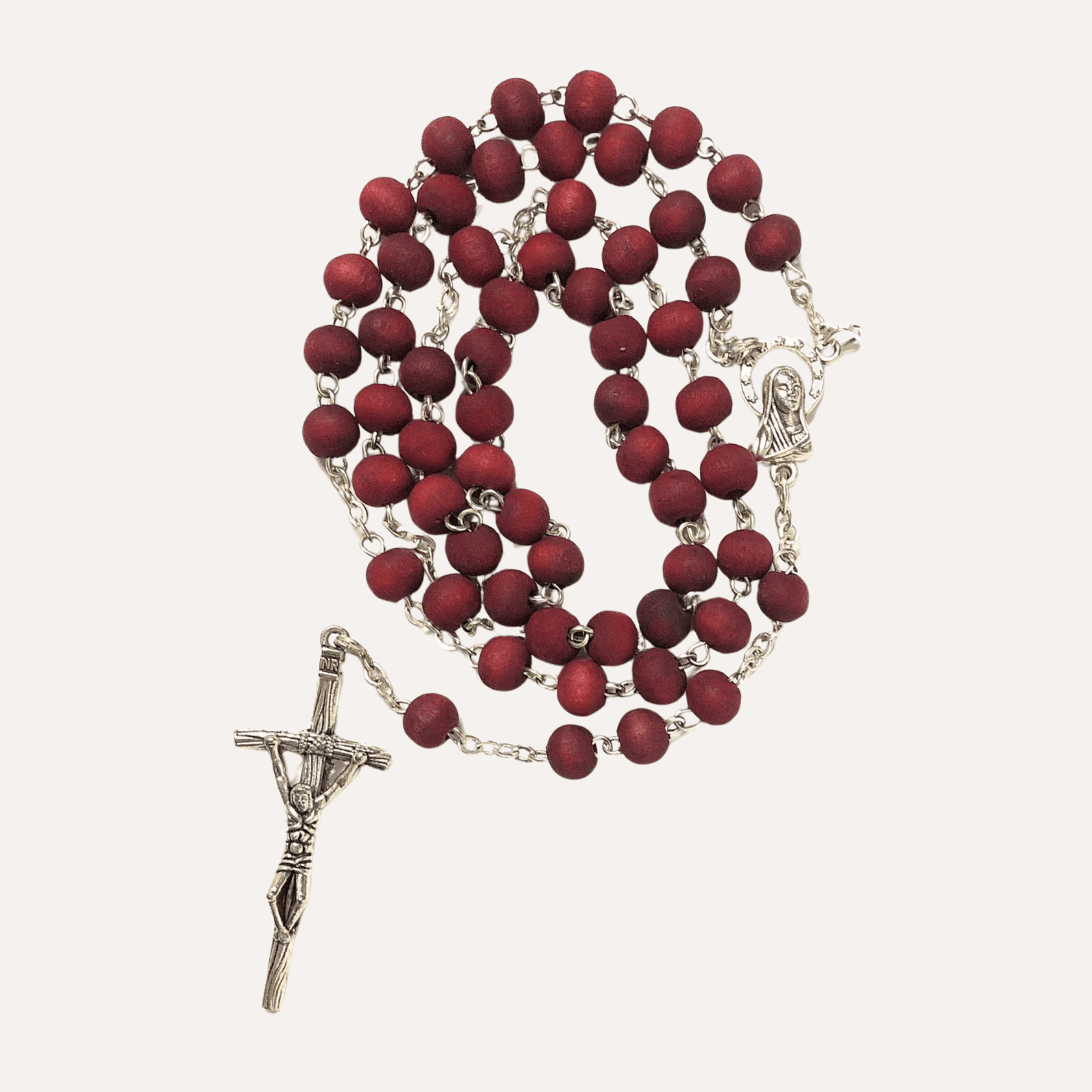 Chapelet Bois Parfumé à la Rose - Bijoux Croix