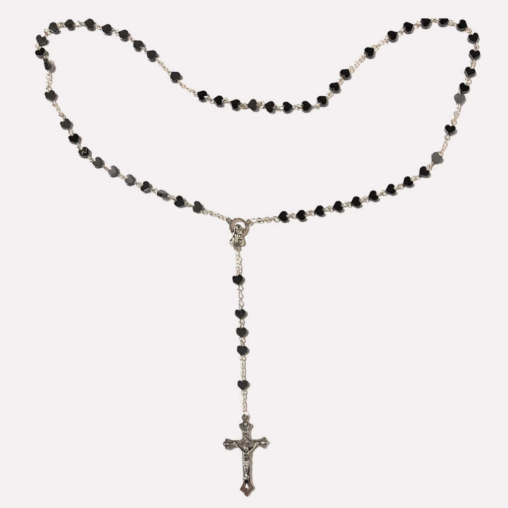 Chapelet cœur Hématite - Bijoux Croix