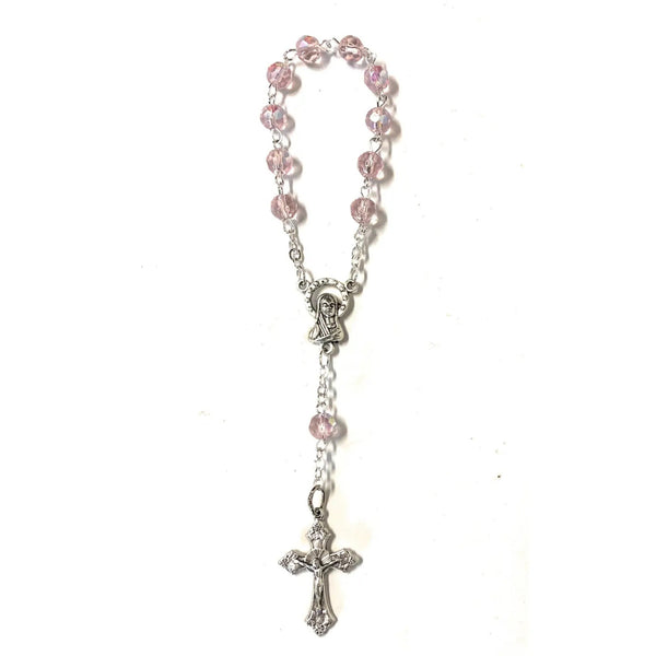 Chapelet décennal en cristal rose - Vue secondaire