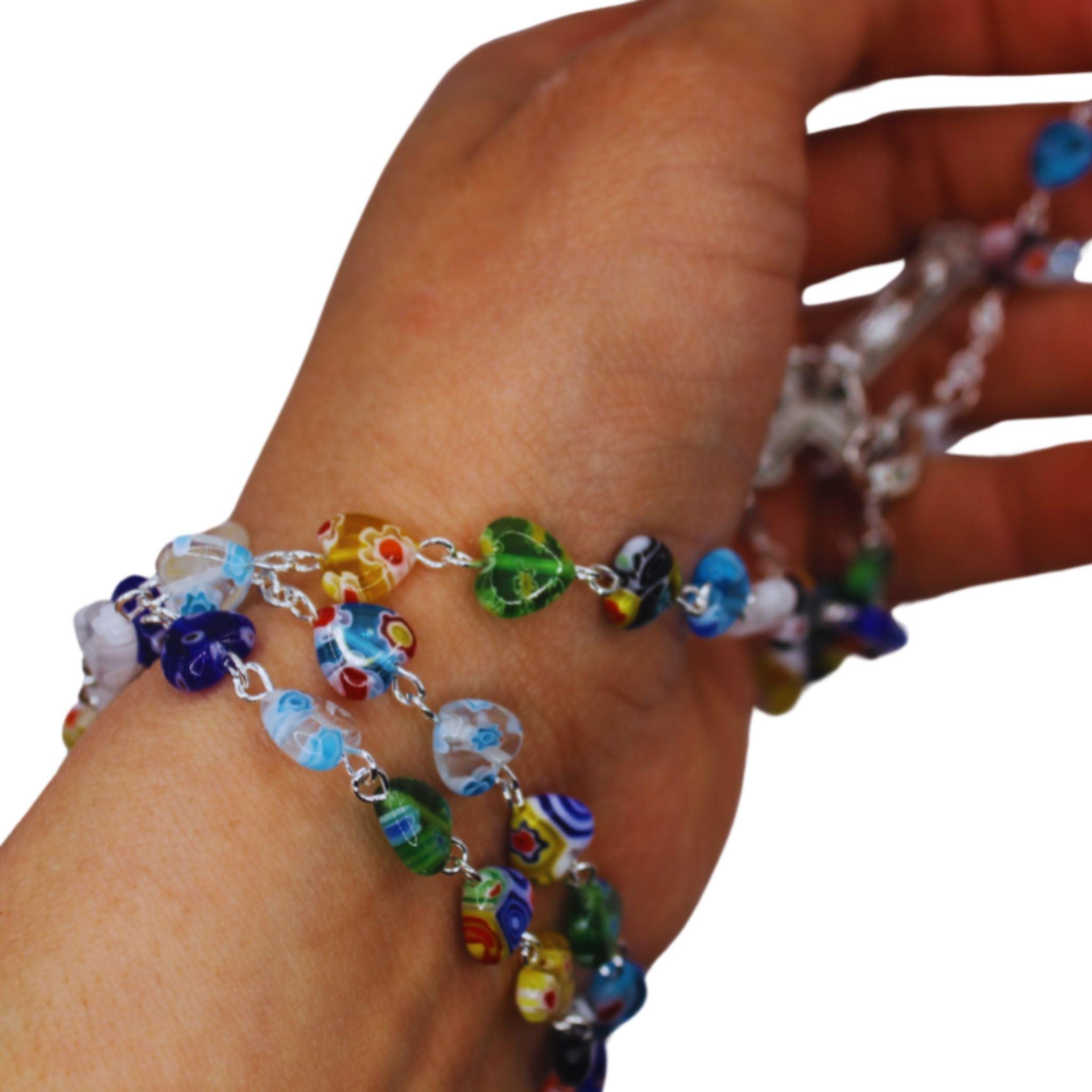 Chapelet en Perles de Verre de Murano - Bijoux Croix