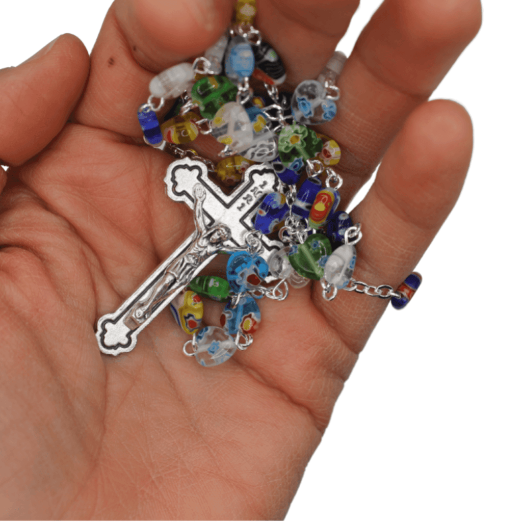Chapelet en Perles de Verre de Murano - Bijoux Croix