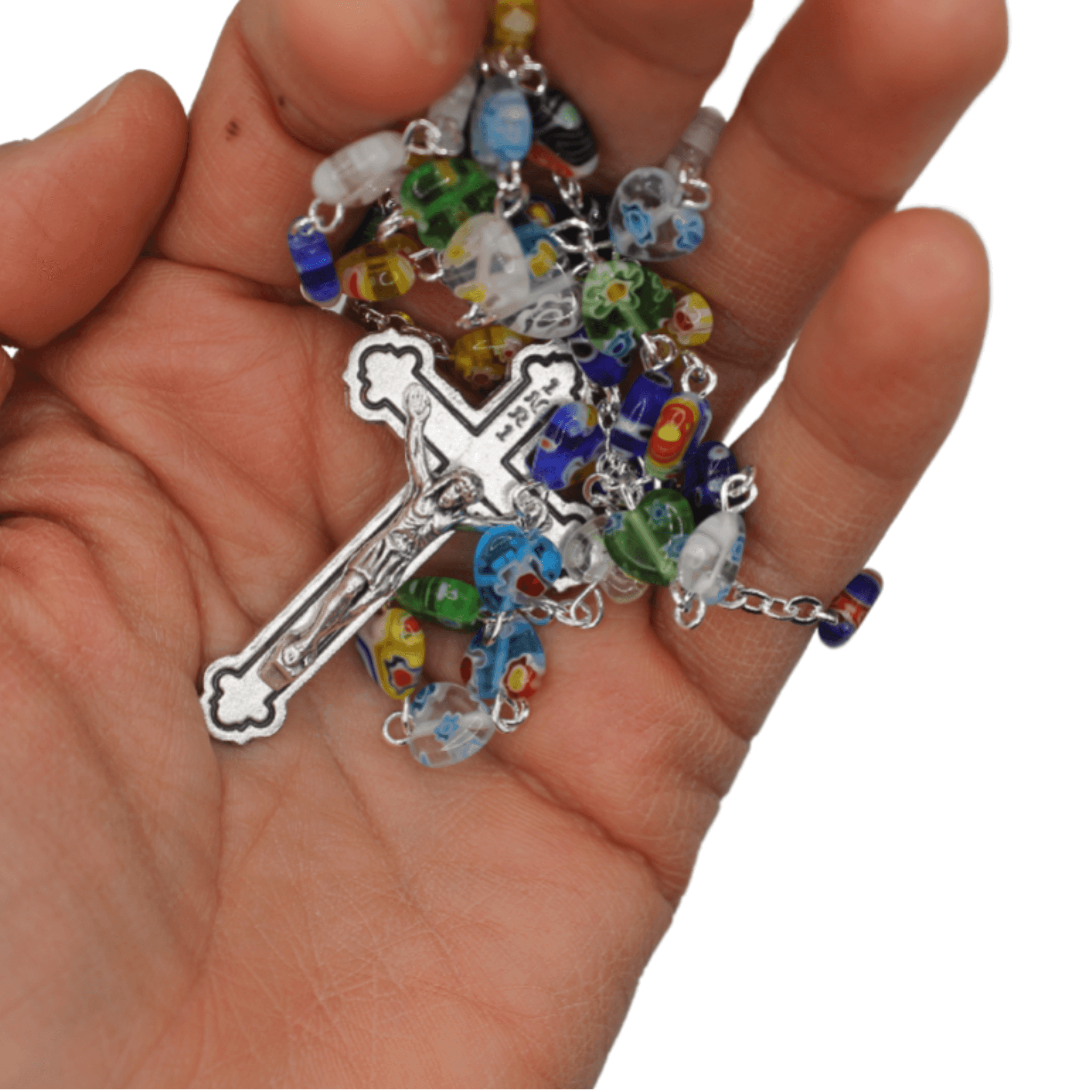 Chapelet en Perles de Verre de Murano - Bijoux Croix