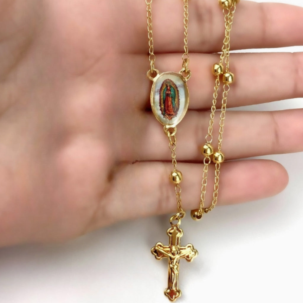 Chapelet Rosaire en Or 18 Carats - Vierge de Guadalupe - Bijoux Croix