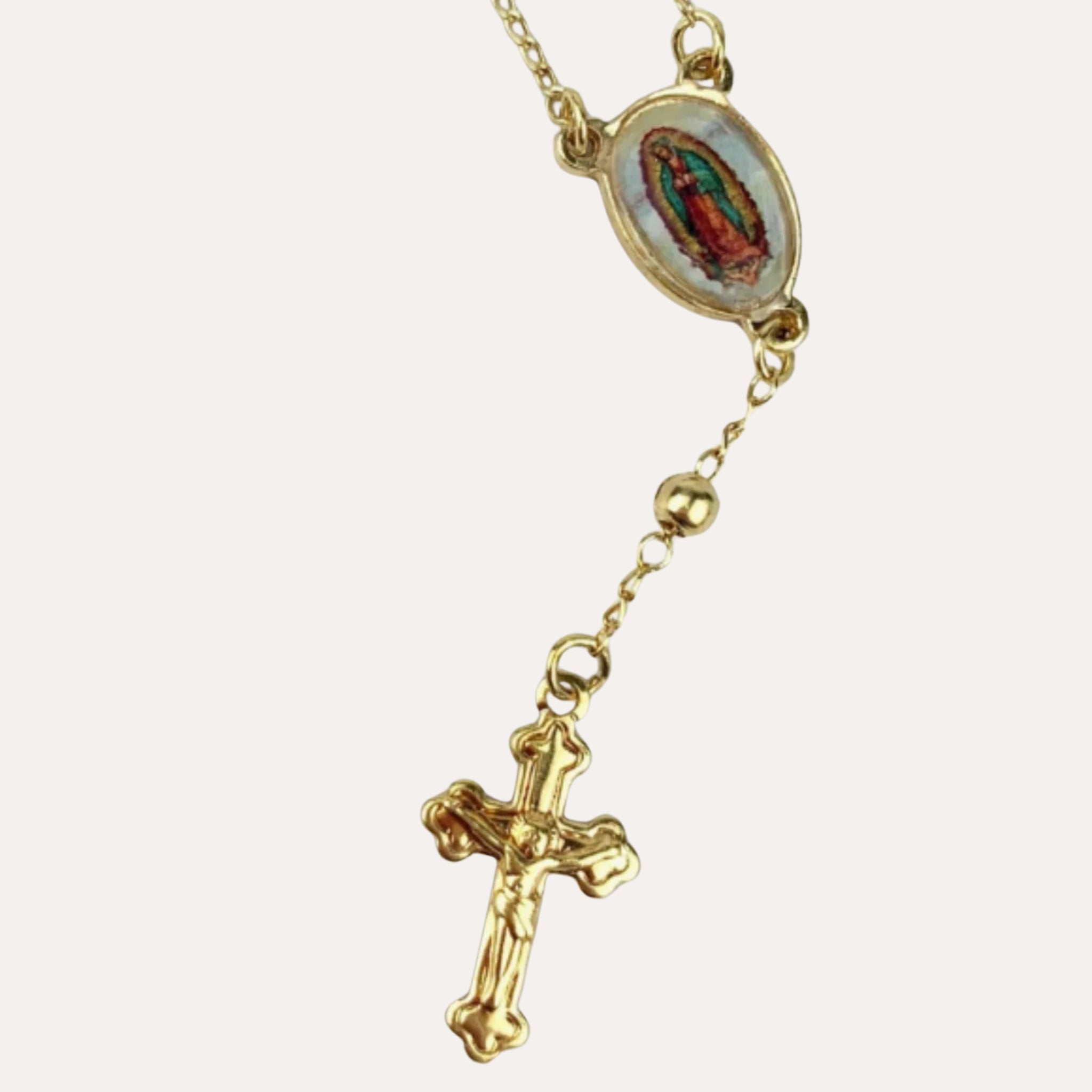 Chapelet Rosaire en Or 18 Carats - Vierge de Guadalupe - Bijoux Croix