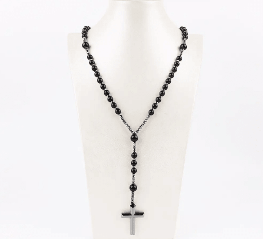 Chapelet en Hématite Naturelle Élie - Bijoux Croix