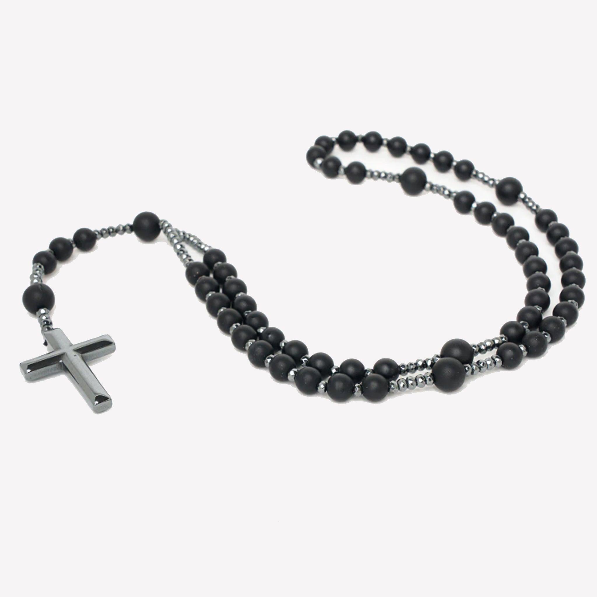 Chapelet en Hématite Naturelle Élie - Bijoux Croix