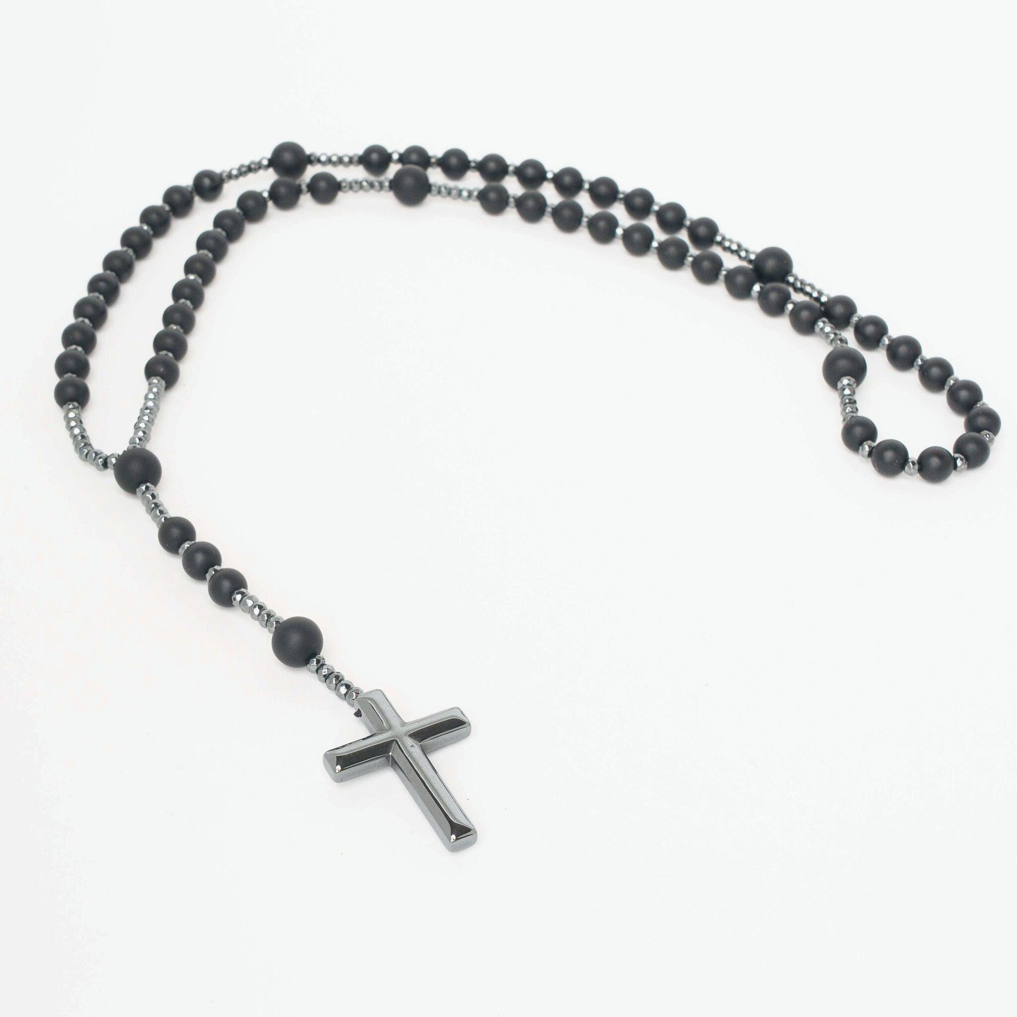 Chapelet en Hématite Naturelle Élie - Bijoux Croix