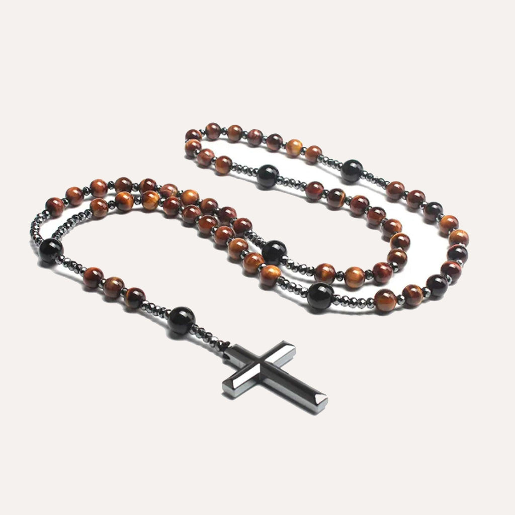 Chapelet en Hématite Naturelle Élie - Bijoux Croix