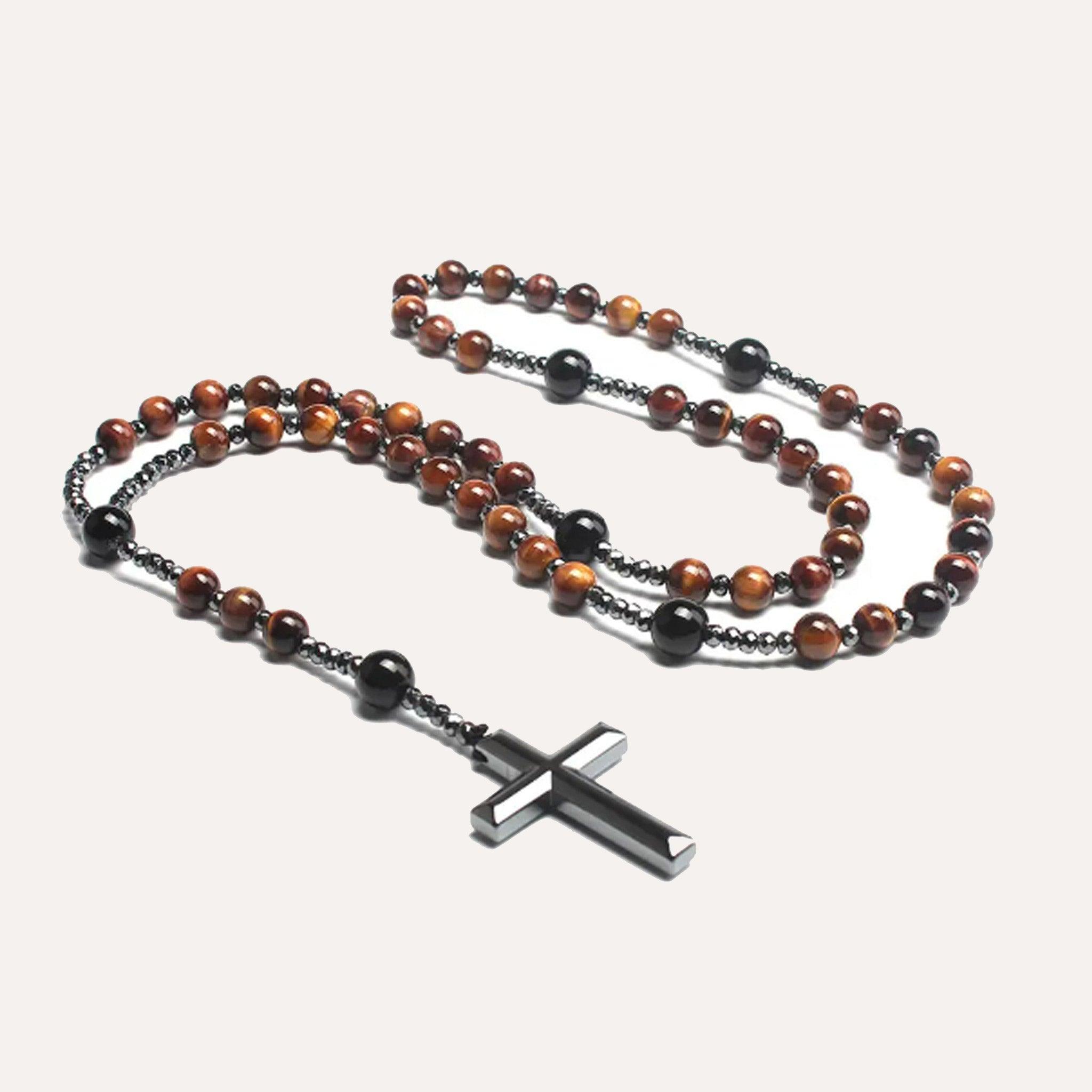 Chapelet en Hématite Naturelle Élie - Bijoux Croix
