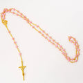 Chapelet rose Ester – Perles Roses & Croix en Argent 925 - Bijoux Croix