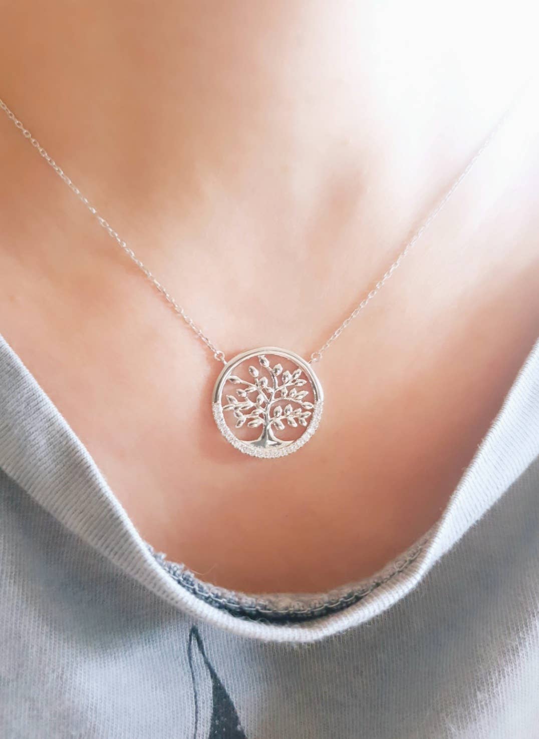 Collier Arbre de Vie en Argent 925 Rhodié - Bijoux Croix