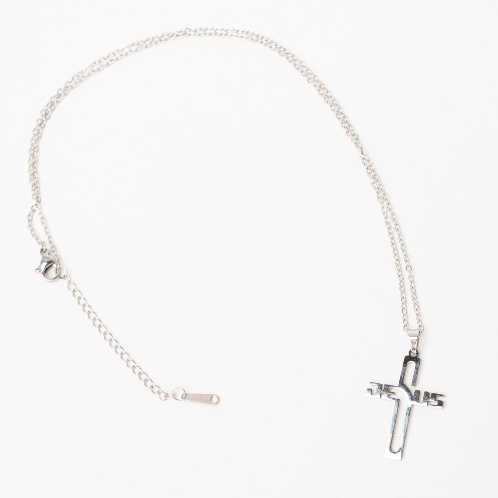 Collier Croix Jésus en Acier Inoxydable - Bijoux Croix