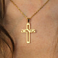 Collier Croix Jésus en Acier Inoxydable or