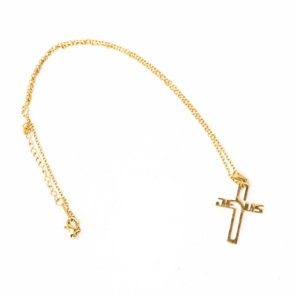 Collier Croix Jésus en Acier Inoxydable vue d'ensemble