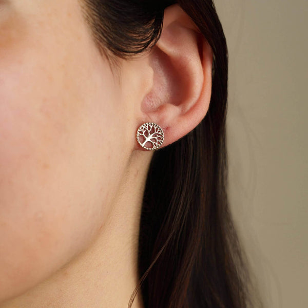 Boucles d’oreilles Arbre de Vie en Argent 925 & Moissanite - Vue secondaire
