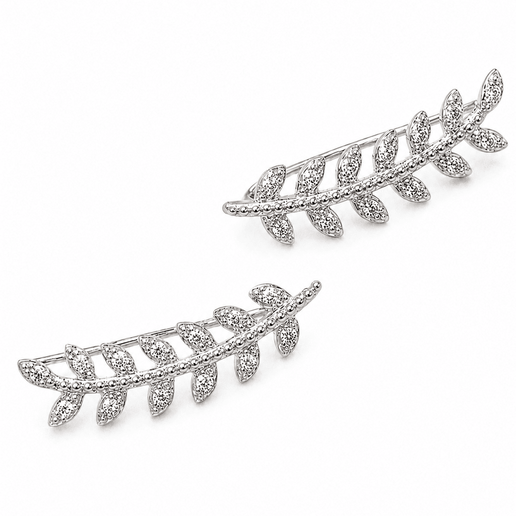 Boucles d’oreilles contours d’oreilles Rameau - Argent Rhodié ou Plaqué Or - Bijoux Croix