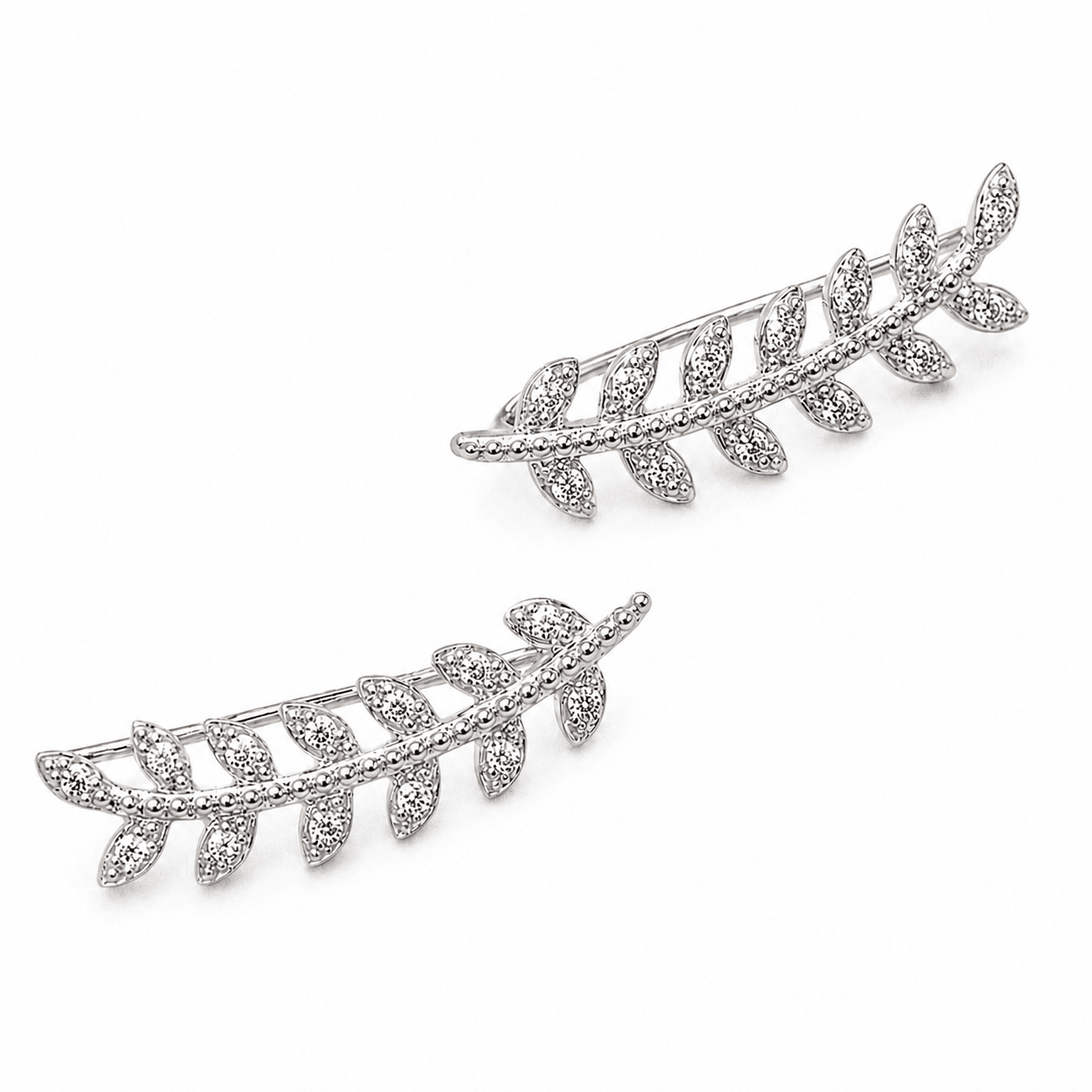 Boucles d’oreilles contours d’oreilles Rameau - Argent Rhodié ou Plaqué Or - Bijoux Croix