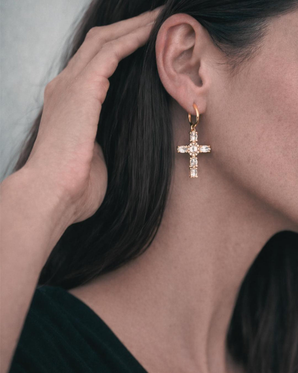 Boucles d’oreilles Croix Hosanna – Acier - Bijoux Croix