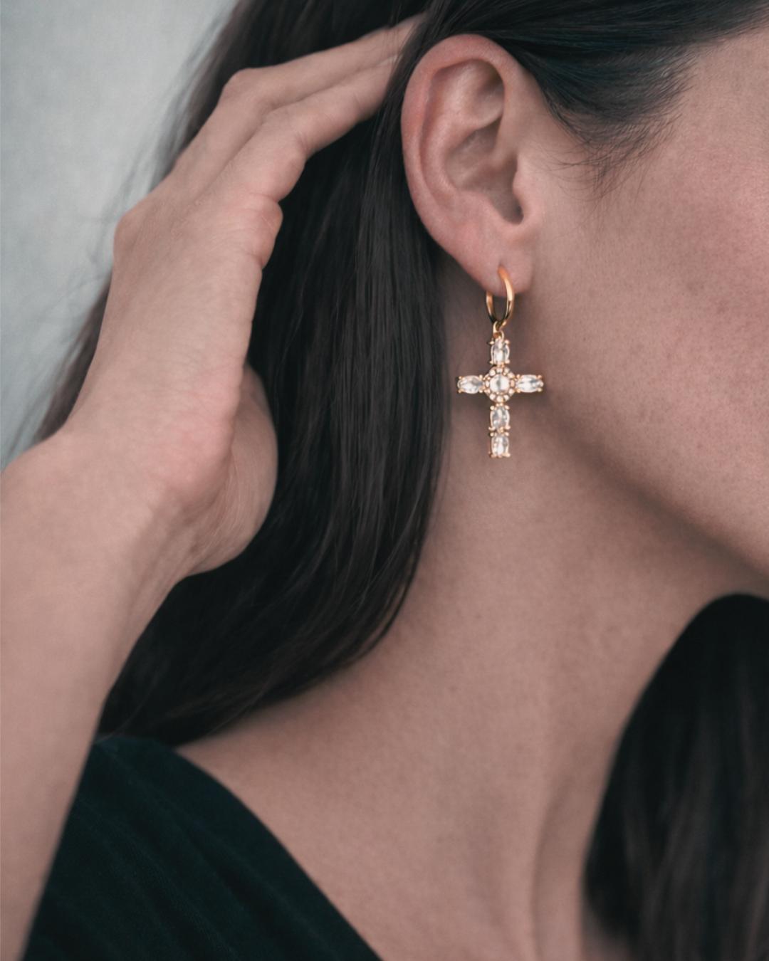 Boucles d’oreilles Croix Hosanna – Acier - Bijoux Croix