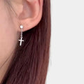 Pendientes de cruz Judith - Plata 925 Chapado Rhodium - Bijoux Cruz