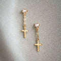 Boucles d'oreilles Croix Judith - Argent 925 Plaqué Rhodium 