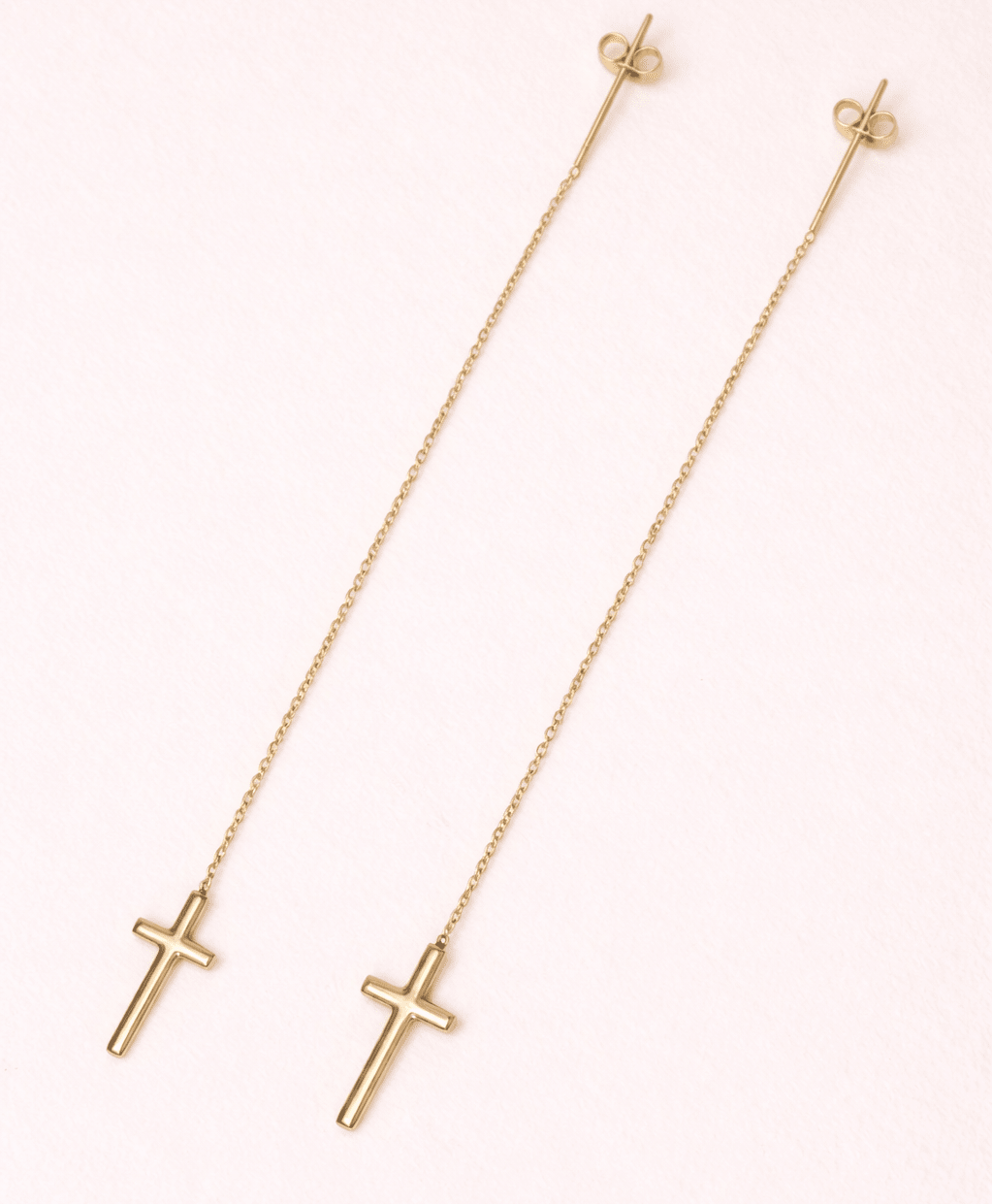 Boucles d’oreilles Nika Pendantes - Acier inoxydable - Bijoux Croix