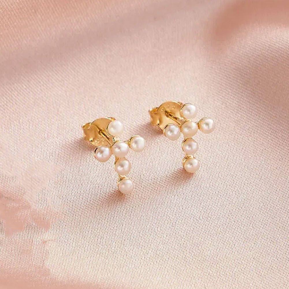 Boucles d’oreilles Perles de Grâce - Argent et Perles d'Eau Douce - Bijoux Croix