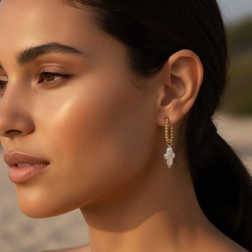 Boucles d’Oreilles Perles Keshi – Plaqué Or 18K - Bijoux Croix