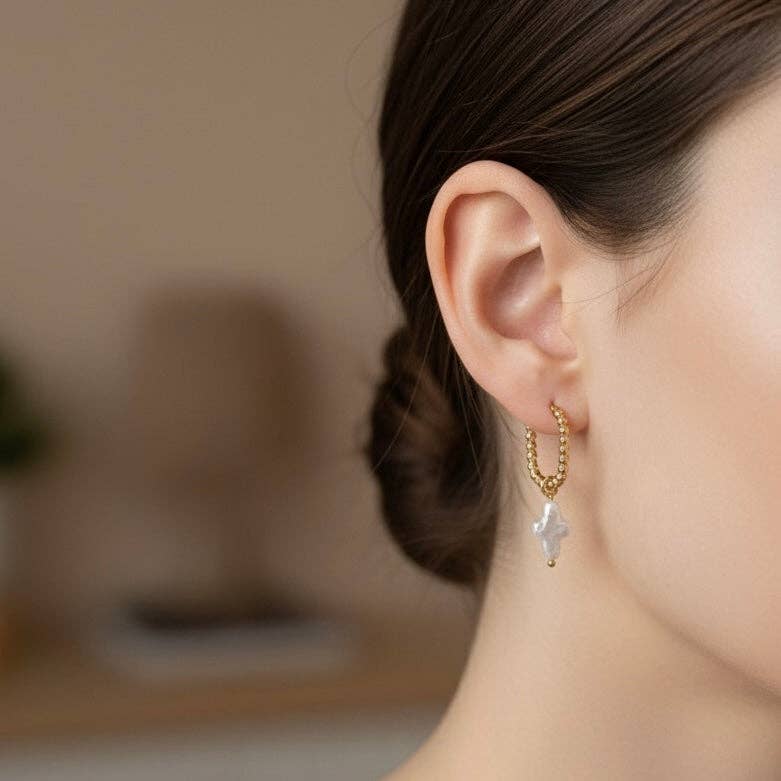 Boucles d’Oreilles Perles Keshi – Plaqué Or 18K - Bijoux Croix