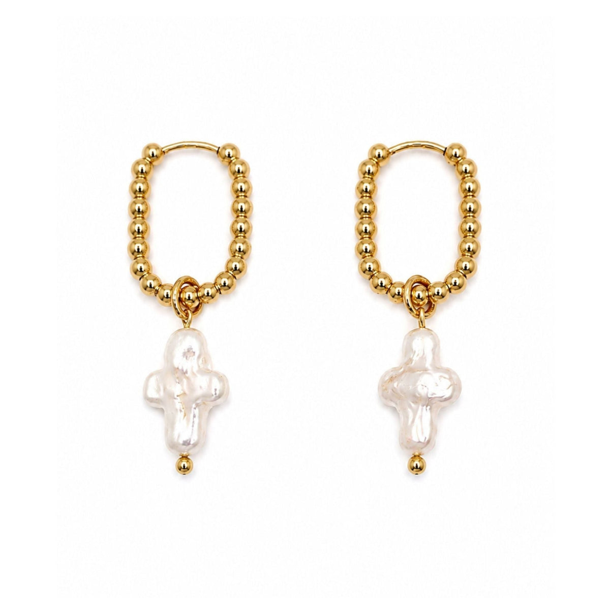 Boucles d’Oreilles Perles Keshi – Plaqué Or 18K - Bijoux Croix